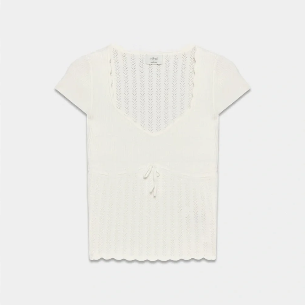 Aritzia Soloist Short-sleeve Cream Ribbed Knit Top - Picture 3 of 5